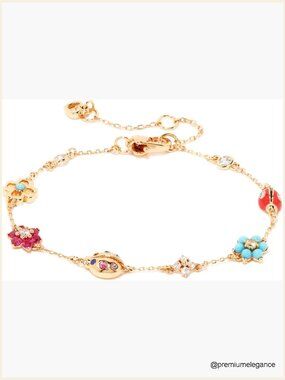 Ladybug Charm Bracelet Gold Plated Four Leaf Clover Good Luck Jewelry